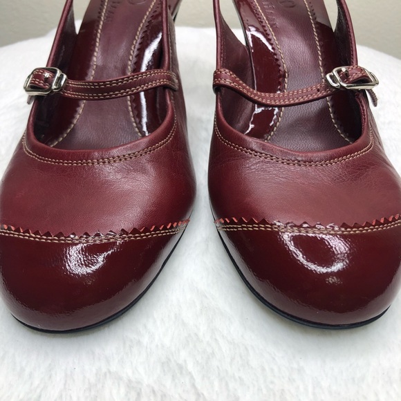 Cole Haan Mary Jane Red Slingback Heels Size 6 - Picture 3 of 8